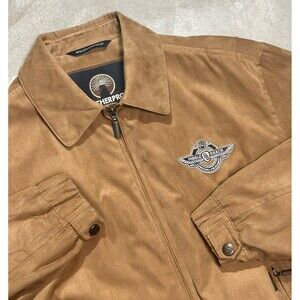 Pebble Beach Golf Links Weatherproof Jacket Men's Large Brown Microsuede Bomber